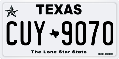 TX license plate CUY9070