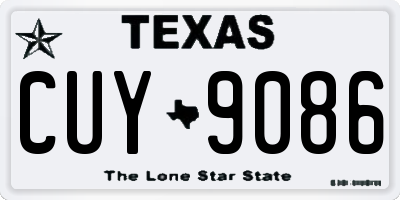 TX license plate CUY9086