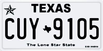 TX license plate CUY9105