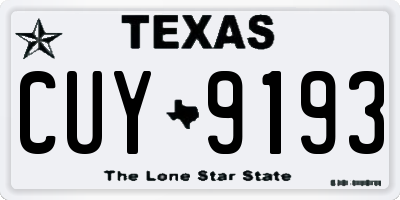 TX license plate CUY9193