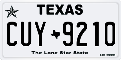 TX license plate CUY9210