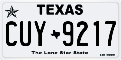 TX license plate CUY9217