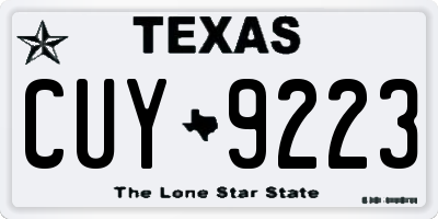TX license plate CUY9223