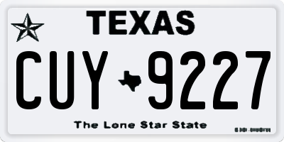 TX license plate CUY9227