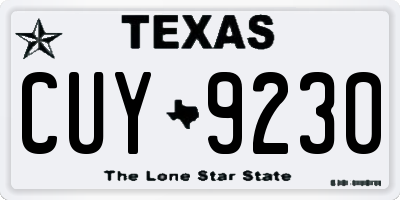 TX license plate CUY9230