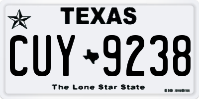 TX license plate CUY9238