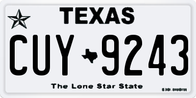 TX license plate CUY9243
