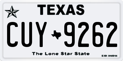 TX license plate CUY9262