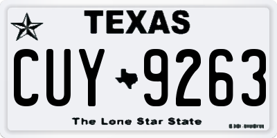 TX license plate CUY9263