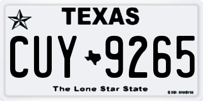TX license plate CUY9265