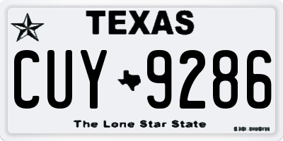 TX license plate CUY9286