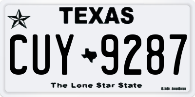 TX license plate CUY9287