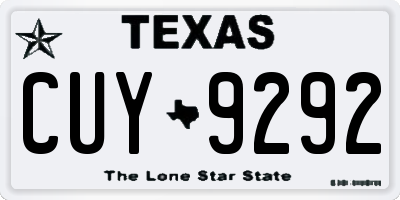 TX license plate CUY9292