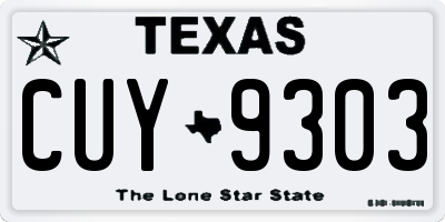 TX license plate CUY9303