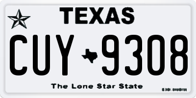 TX license plate CUY9308
