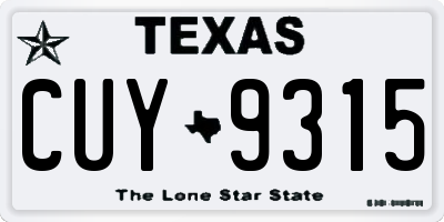 TX license plate CUY9315