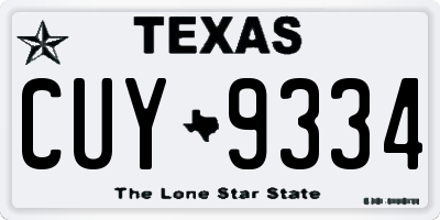 TX license plate CUY9334