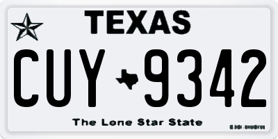 TX license plate CUY9342
