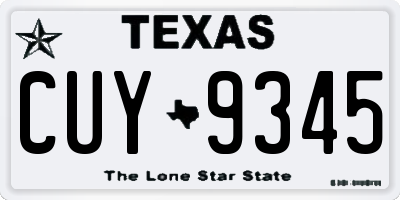 TX license plate CUY9345