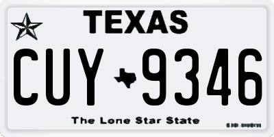 TX license plate CUY9346
