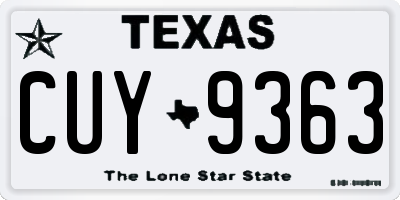 TX license plate CUY9363