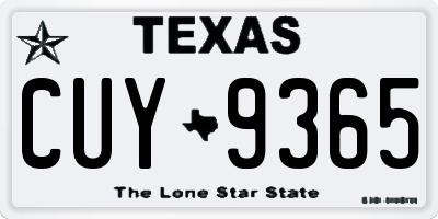 TX license plate CUY9365