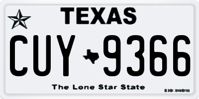 TX license plate CUY9366