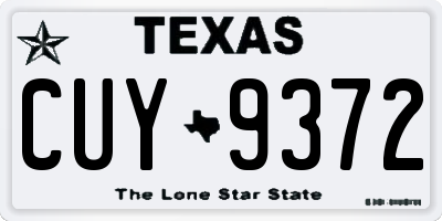 TX license plate CUY9372