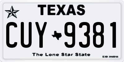 TX license plate CUY9381