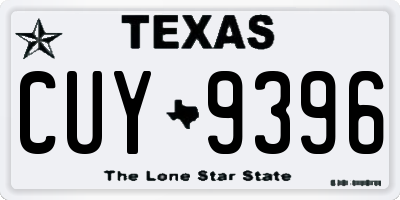 TX license plate CUY9396