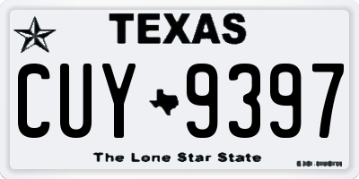 TX license plate CUY9397