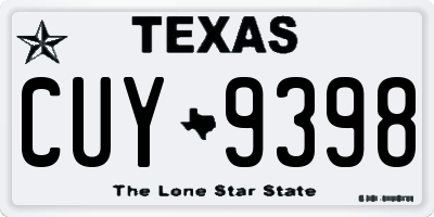 TX license plate CUY9398
