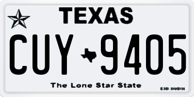TX license plate CUY9405