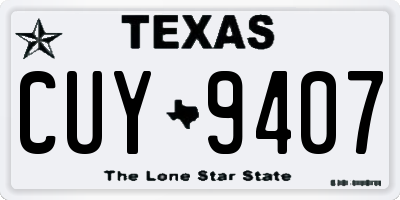 TX license plate CUY9407