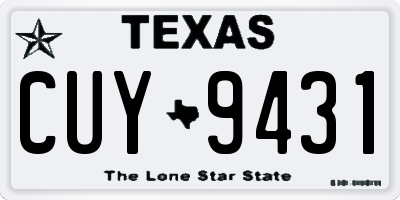 TX license plate CUY9431