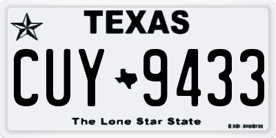 TX license plate CUY9433
