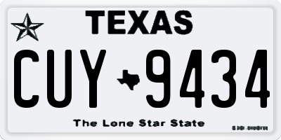 TX license plate CUY9434