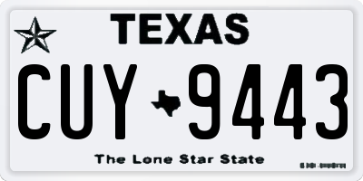 TX license plate CUY9443