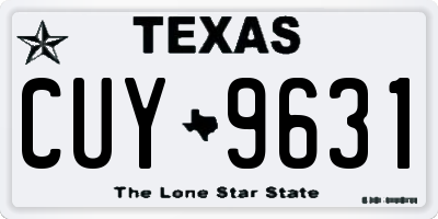 TX license plate CUY9631