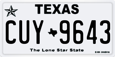 TX license plate CUY9643