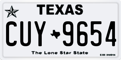 TX license plate CUY9654