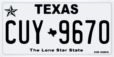 TX license plate CUY9670