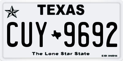 TX license plate CUY9692