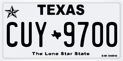 TX license plate CUY9700