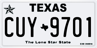TX license plate CUY9701