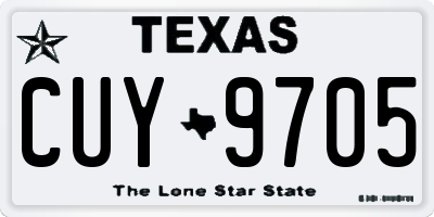 TX license plate CUY9705