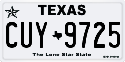 TX license plate CUY9725