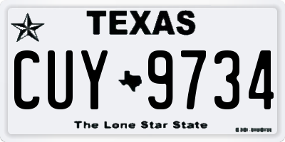 TX license plate CUY9734