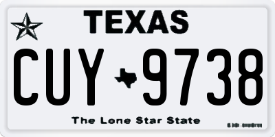 TX license plate CUY9738