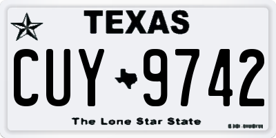 TX license plate CUY9742